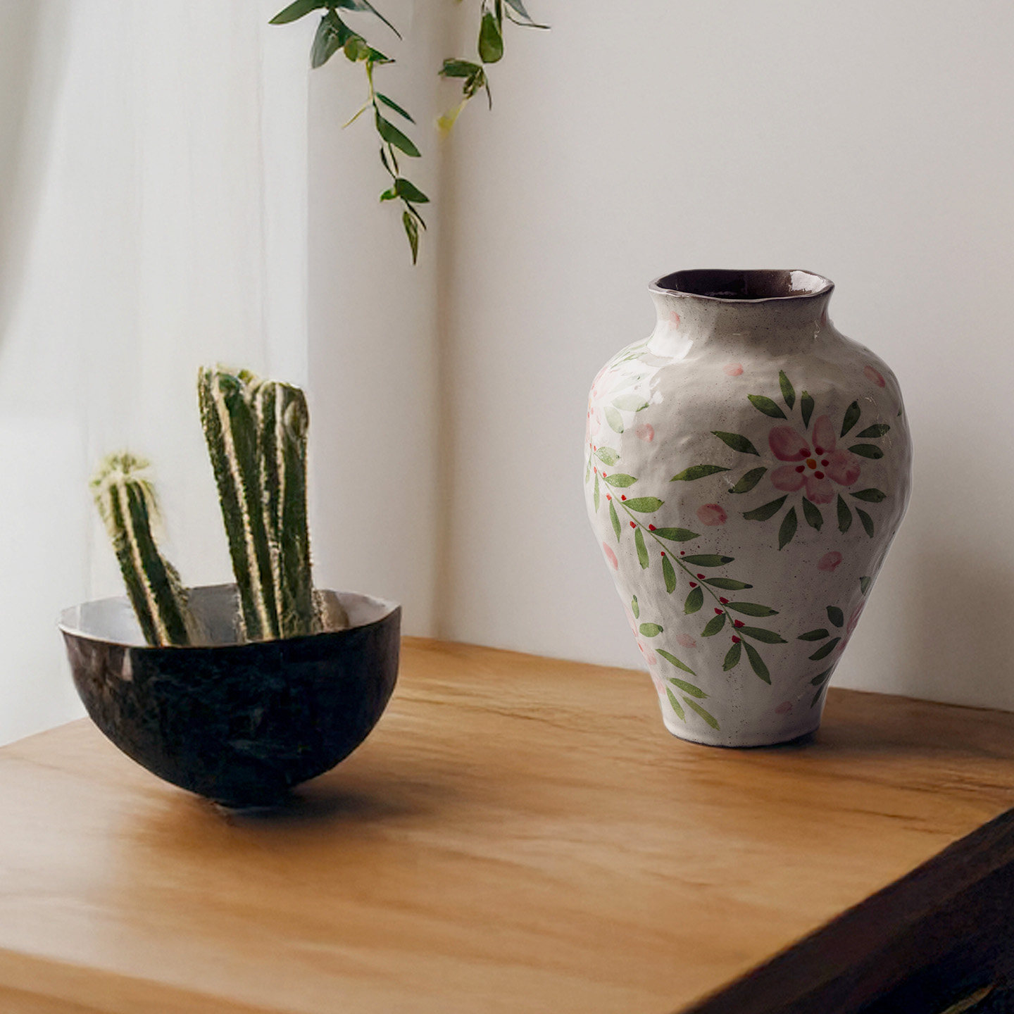 莳绘金缮手工艺术感花瓶植物鲜花水培器皿干花插花器餐桌装饰摆件