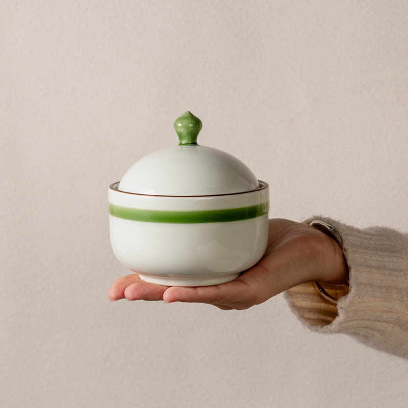 莳绘金缮景德镇陶瓷炖盅隔水炖家用高级感燕窝甜品汤碗带盖蒸蛋碗