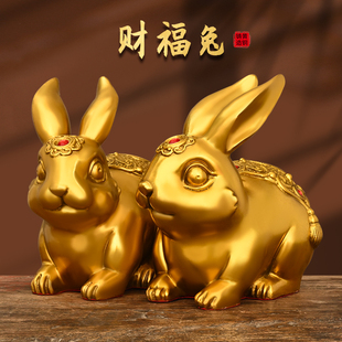 铜兔子摆件纯铜十二生肖兔属兔可爱卡通兔家居客厅桌面装饰品摆件