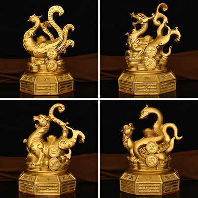 铜四神兽摆件铜青龙白虎朱雀玄武