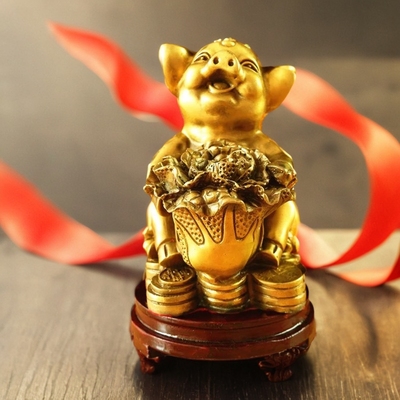 摆件纯铜祝福中式客厅精工摆件