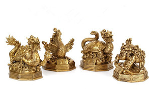 四圣兽一套大号纯铜四大神兽摆件青龙白虎朱雀玄武家居风水工艺品