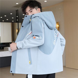 秋冬季青少年加绒外套男孩风衣高中初中学生帅气夹克大童冲锋衣服