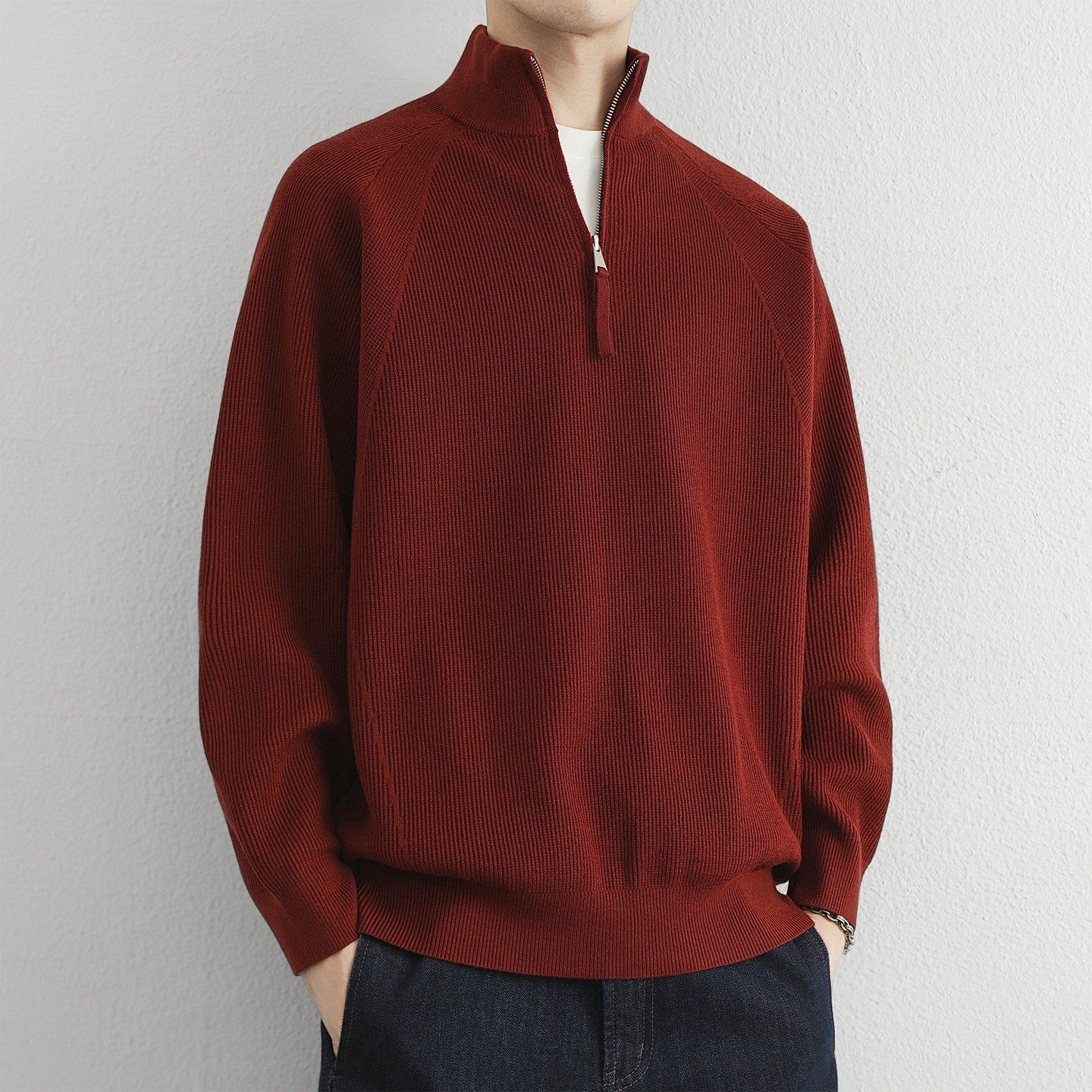 半拉链高领毛衣男款冬季保暖安哥拉红色本命年加绒厚针织衫高级感,户外/登山/野营/旅行用品,作训外套/套装/野战套装,淘宝优惠券,粉丝福利购,淘宝优惠卷