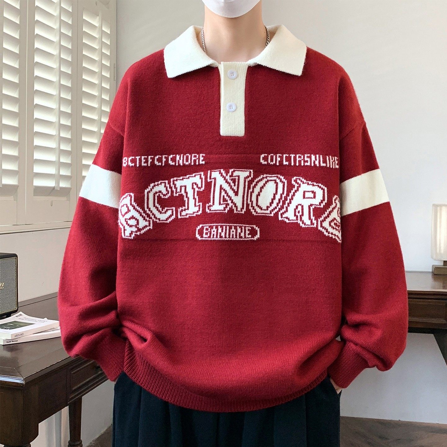 高级感POLO领毛衣男款秋冬季潮牌学院风红色加厚青少年针织打底衫,户外/登山/野营/旅行用品,作训外套/套装/野战套装,淘宝优惠券,粉丝福利购,淘宝优惠卷