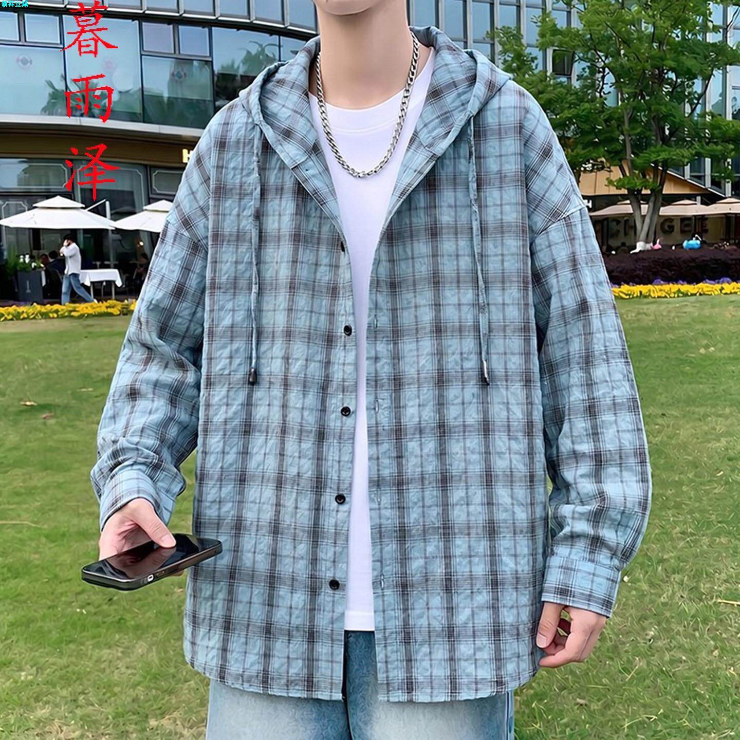 服衬衫格子100衣男泡连帽