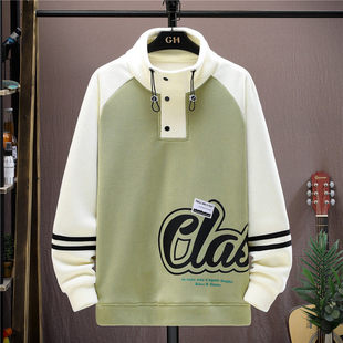 秋冬季加绒卫衣男孩青少年初中高中学生秋装上衣服大童高领打底衫