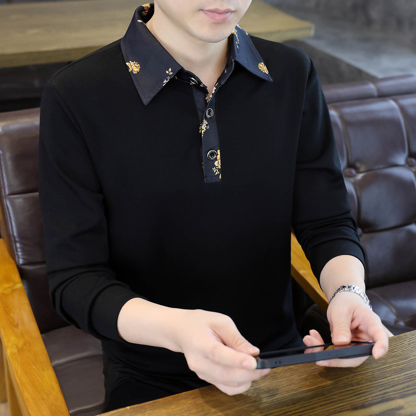 长袖t恤男春季2026新款潮牌帅气休闲春秋款男士加绒POLO衫上衣服