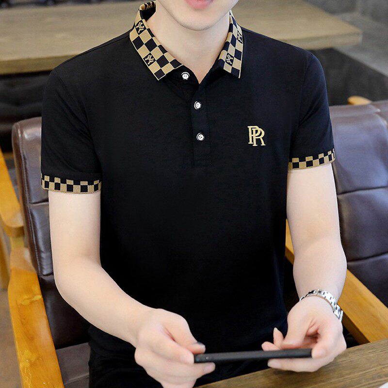 男士短袖t恤夏季纯棉翻领上衣服潮流高端休闲刺绣polo衫男款半袖