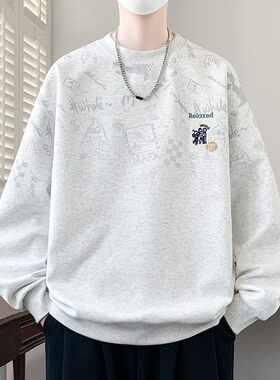 春秋季无帽卫衣男2026新款青少年高初中学生大童潮牌高级感打底衫