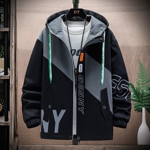 秋冬装大童冲锋衣外套加绒初中生学生潮流帅气夹克男孩青少年男装