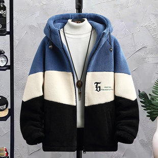 秋冬季青少年羊羔毛绒棉服外套男孩棉衣初中高中学生大童冬装棉袄