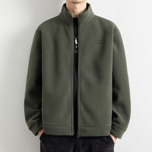 双面摇粒绒立领外套男款秋冬季加厚保暖抓绒衣高端冲锋衣内胆上衣