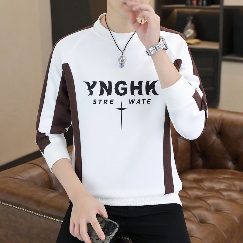 卫衣男2025新款春秋加绒加厚长袖外套潮流拼色保暖无帽冬装打底衫