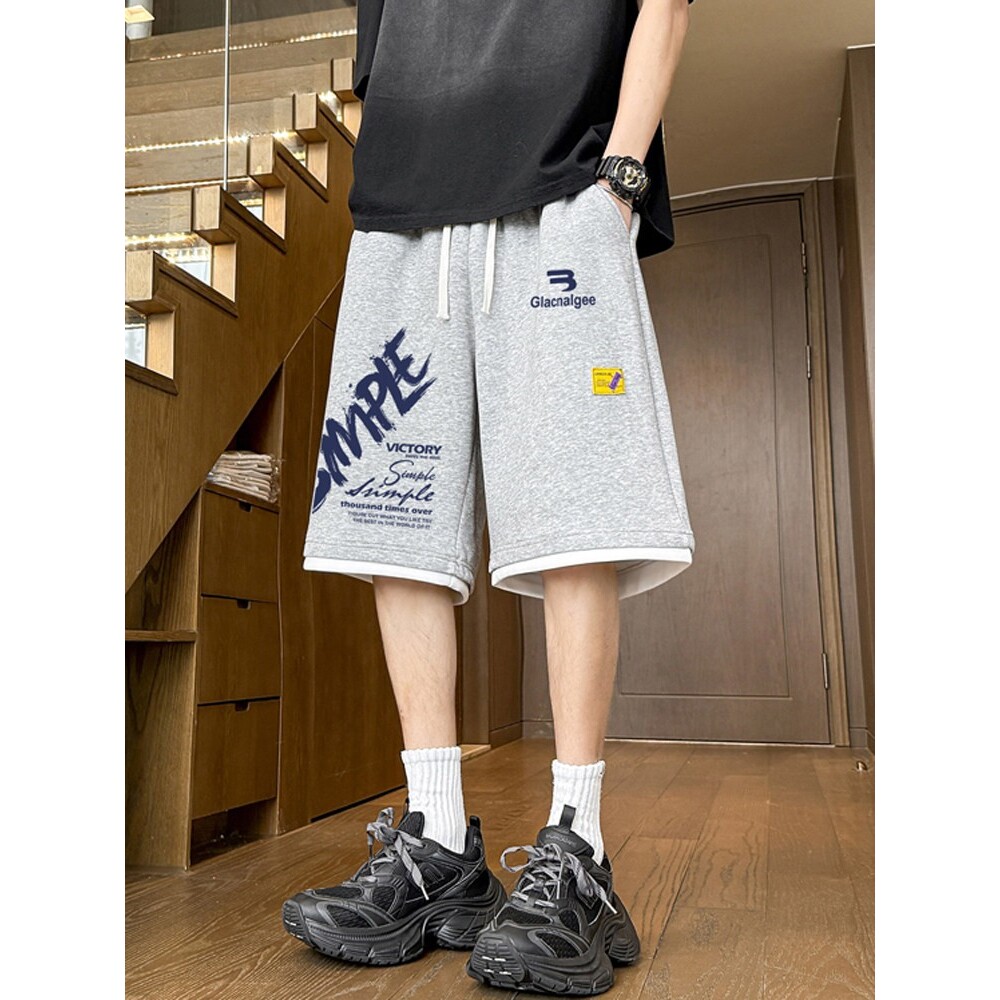 夏季纯棉短裤男孩初中生学生运动中裤青少年男生大童外穿五分裤子