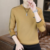 薄款 男士 春季 t恤圆领套头卫衣加绒加厚体恤青年保暖小衫 外套 长袖