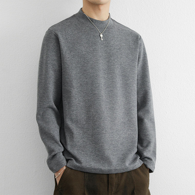 德绒长袖t恤男士秋冬季百搭卫衣加厚保暖内衣单件上衣中领打底衫