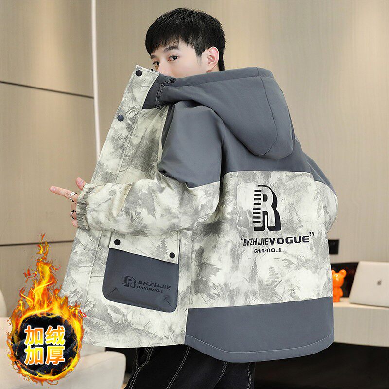 青少年加绒加厚外套男冬季2025新款冲锋衣初高中学生抗寒保暖棉服
