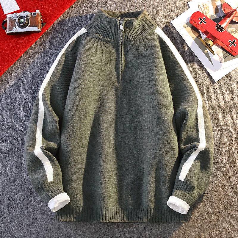 高级感半拉链毛衣男高领秋冬季撞色2025新款宽松套头打底针织衫男,运动服/休闲服装,运动套装,淘宝优惠券,粉丝福利购,淘宝优惠卷