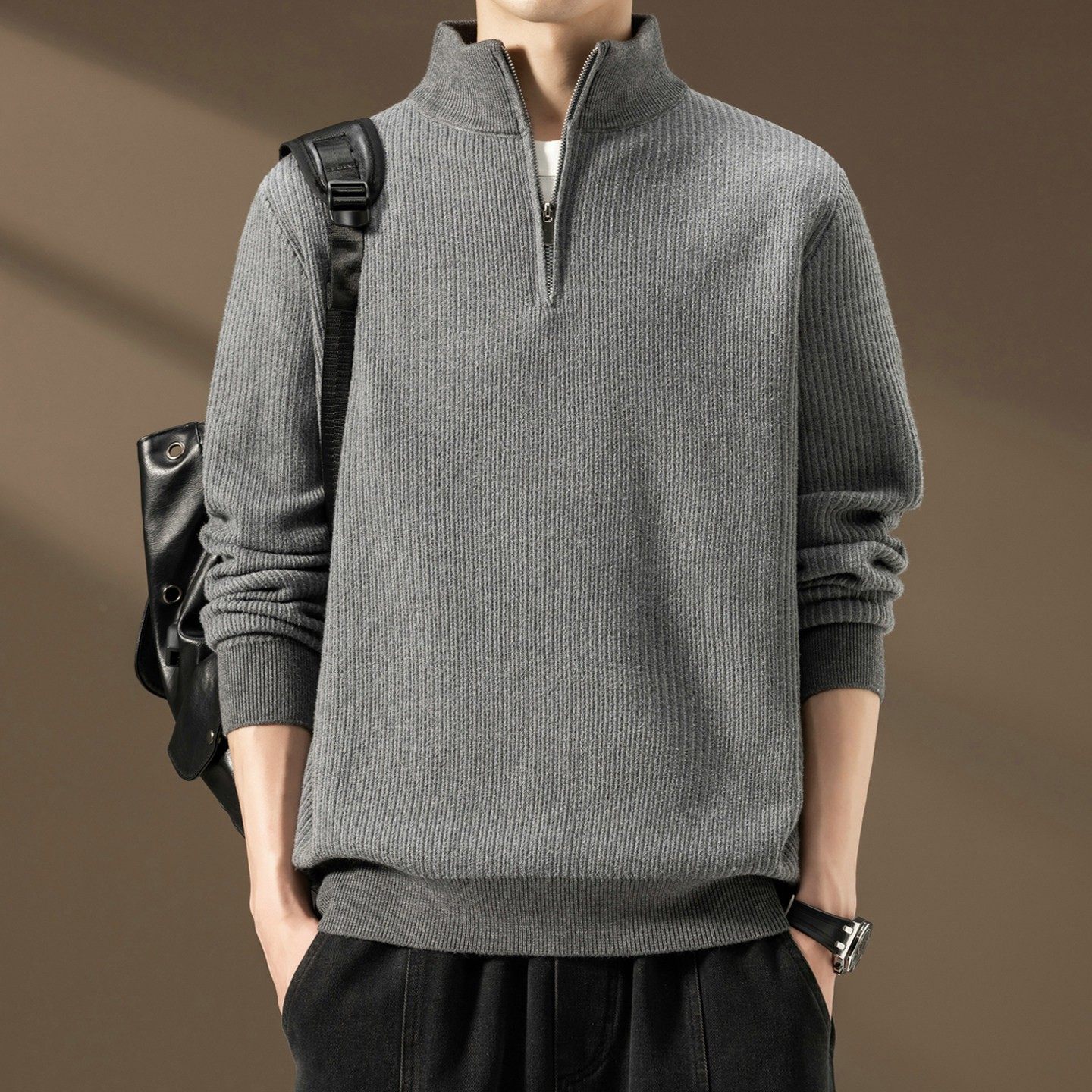 半拉链立领毛衣男秋冬季保暖上衣2025新款百搭宽松男装针织打底衫,户外/登山/野营/旅行用品,作训外套/套装/野战套装,淘宝优惠券,粉丝福利购,淘宝优惠卷