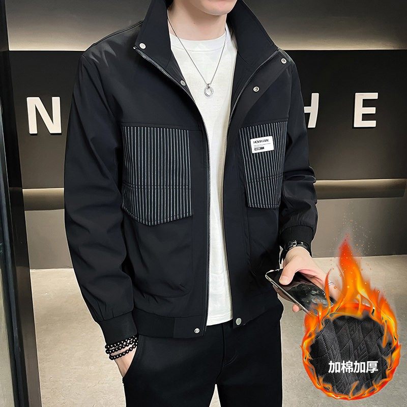 二棉外套男士秋冬季2025新款潮流修身加棉加厚立领夹克男短款上衣,运动服/休闲服装,运动套装,淘宝优惠券,粉丝福利购,淘宝优惠卷
