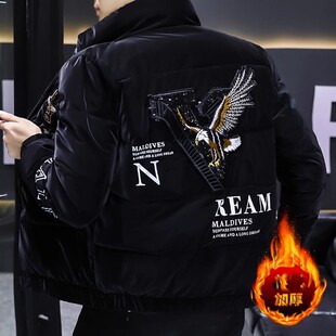 冬季男棉衣外套刺绣潮流加厚棉服2025年修身立领保暖棉袄冬装男款