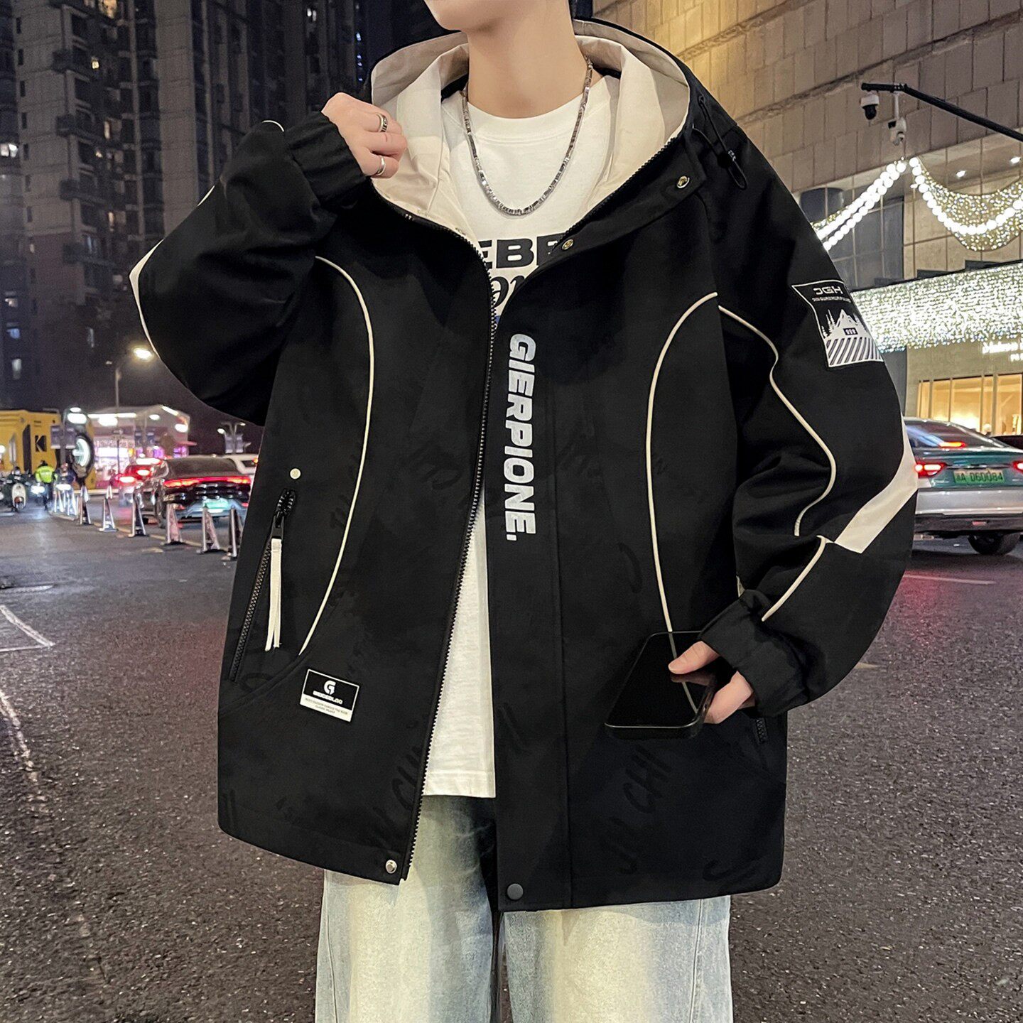 夹克外套男春秋连帽冲锋衣2026新款工装潮牌春装潮流帅气宽松衣服