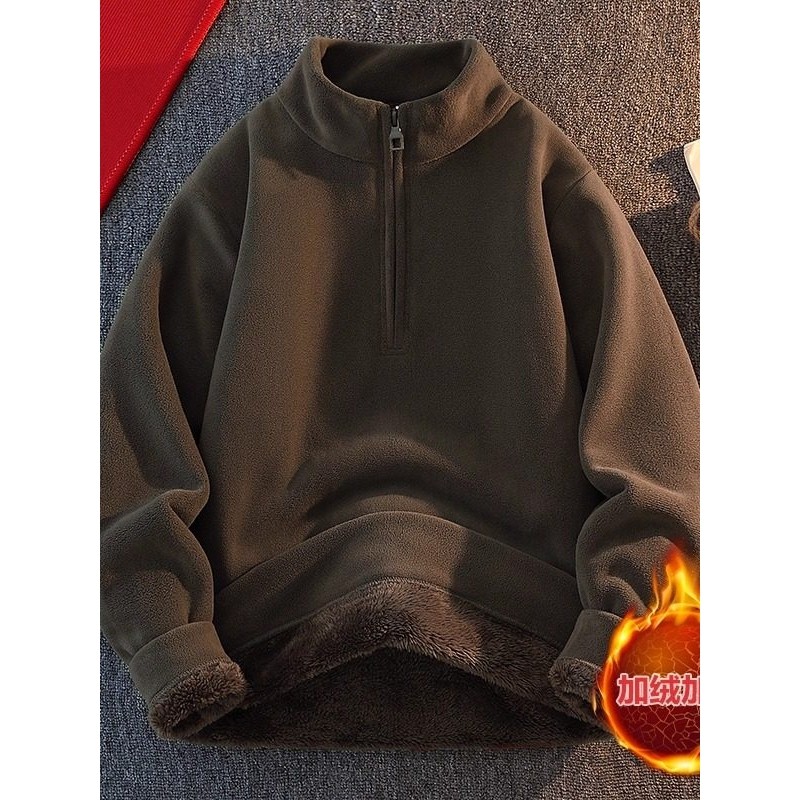 羊羔绒卫衣男秋冬季半拉链高领青少年内搭打底衫加绒加厚宽松上衣,户外/登山/野营/旅行用品,作训外套/套装/野战套装,淘宝优惠券,粉丝福利购,淘宝优惠卷