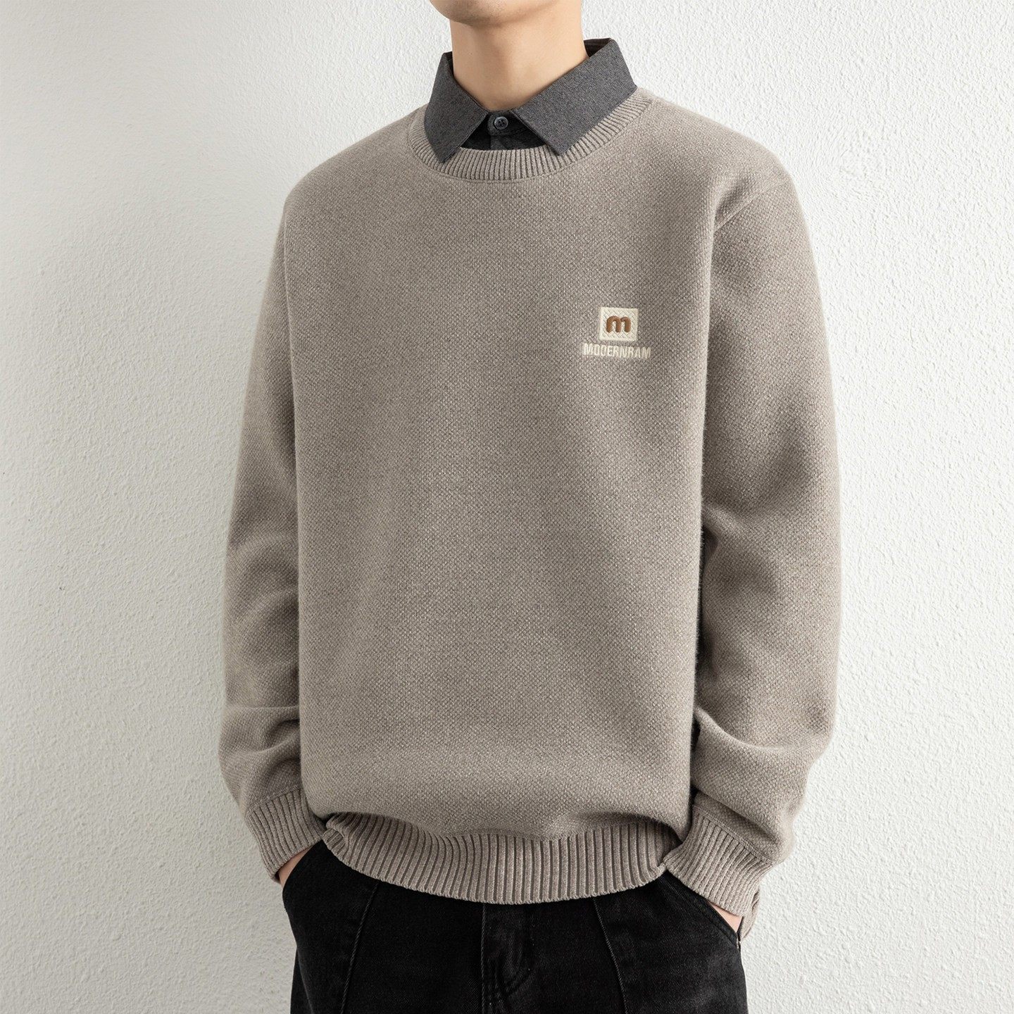 假两件毛衣男款秋冬季外穿潮牌衬衫领男士加绒加厚内搭针织打底衫,户外/登山/野营/旅行用品,作训外套/套装/野战套装,淘宝优惠券,粉丝福利购,淘宝优惠卷