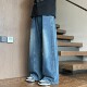 男春秋季 长裤 新款 子潮牌青少年复古美式 潮流宽松直筒裤 阔腿牛仔裤