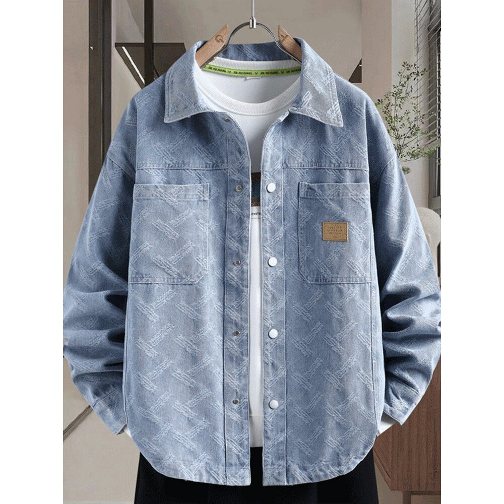 2026春秋季新款牛仔外套男士衬衫式翻领潮流夹克青少年宽松上衣服