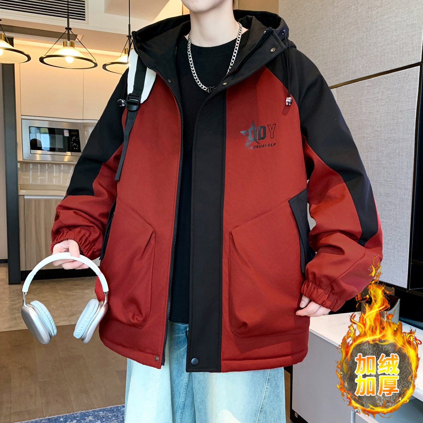 秋冬季连帽外套男孩初中高中学生加绒加厚青少年大童冬装夹克棉衣,户外/登山/野营/旅行用品,作训外套/套装/野战套装,淘宝优惠券,粉丝福利购,淘宝优惠卷