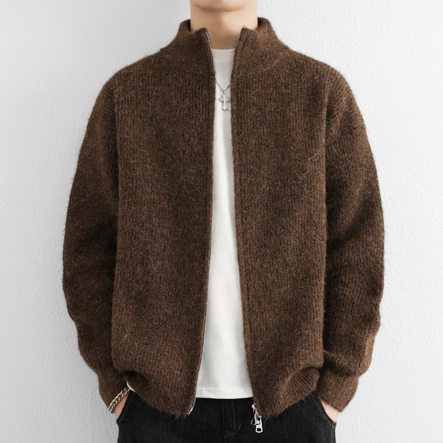 羊毛开衫毛衣男春秋季2025新款慵懒风宽松针织衫夹克休闲立领外套,户外/登山/野营/旅行用品,作训外套/套装/野战套装,淘宝优惠券,粉丝福利购,淘宝优惠卷