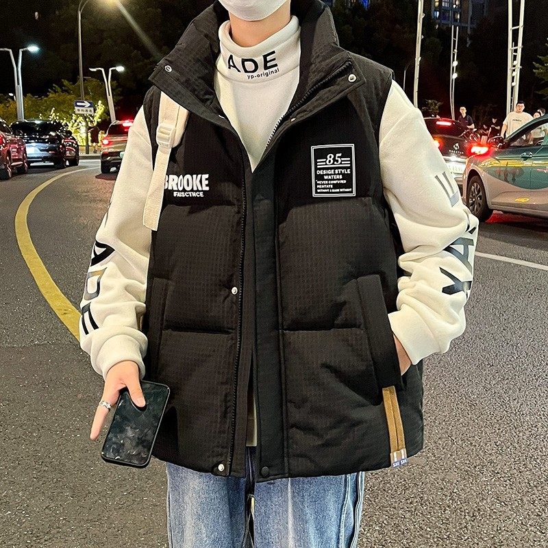 潮牌立领棉马甲男生冬季新款青少年棉服无袖棉衣外套保暖背心坎肩,运动服/休闲服装,运动套装,淘宝优惠券,粉丝福利购,淘宝优惠卷