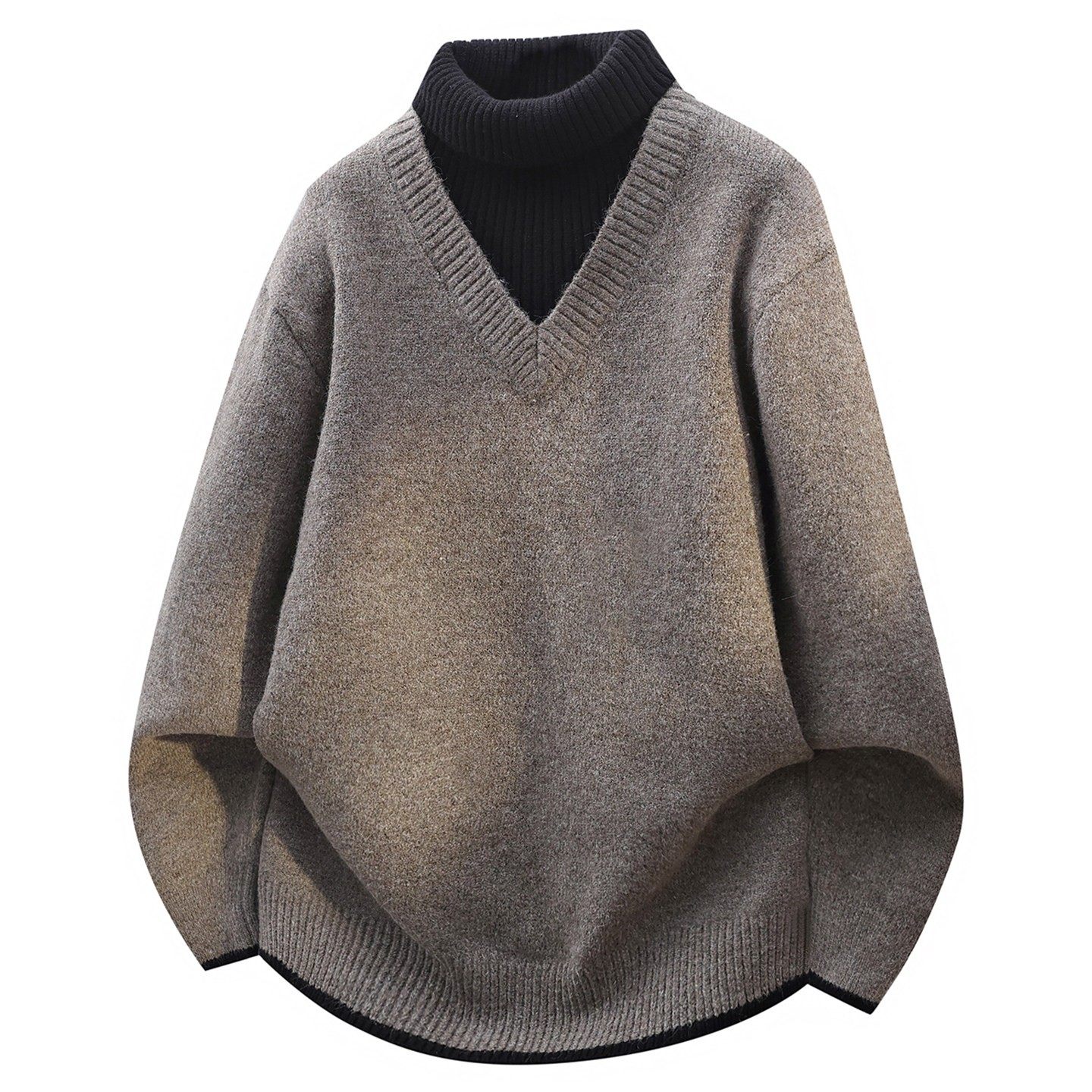 高领假两件毛衣男士冬季宽松保暖加厚线衣冬装男装内搭针织打底衫,运动服/休闲服装,运动套装,淘宝优惠券,粉丝福利购,淘宝优惠卷