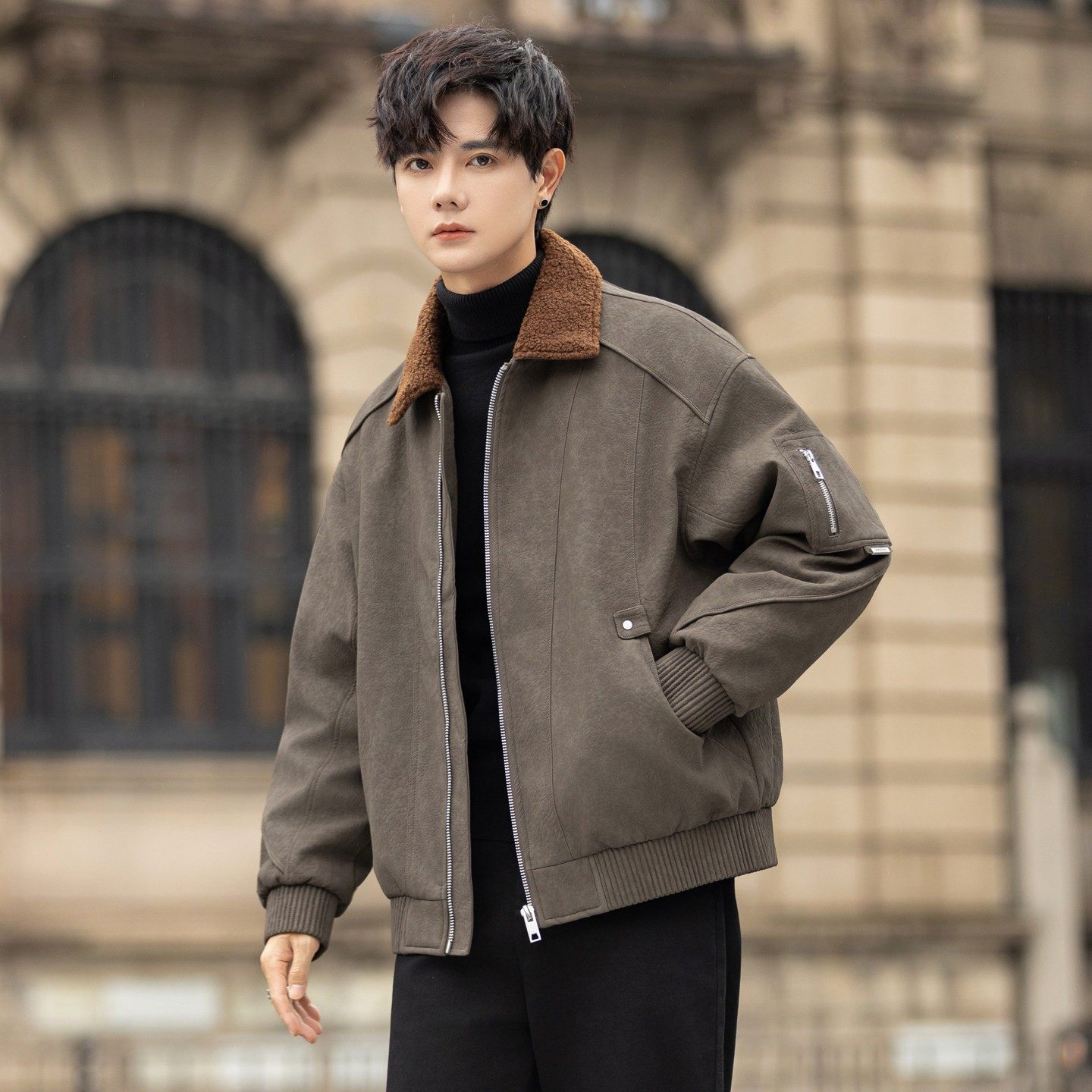 麂皮绒羽绒服男士翻领夹克冬装2025新款高端90白鸭绒保暖皮衣外套,运动服/休闲服装,运动套装,淘宝优惠券,粉丝福利购,淘宝优惠卷