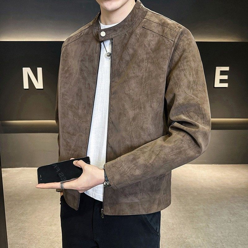 爆款外套男秋冬季2025新款潮牌高级感麂皮绒机车夹克立领加绒男装,运动服/休闲服装,运动套装,淘宝优惠券,粉丝福利购,淘宝优惠卷