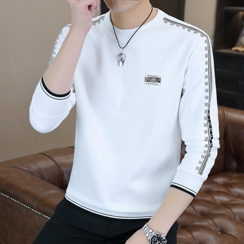 春季长袖卫衣男士圆领t恤上衣内搭打底衫棉毛加绒加厚外穿秋衣