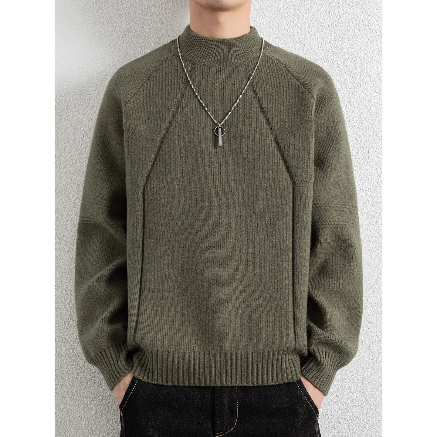 半高领毛衣男秋冬季2025新款针织衫男生内搭青少年保暖中领毛线衣