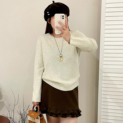 大码女装圆领内搭毛衣女打底衫2025秋冬胖mm宽松针织衫上衣23625