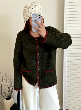 大码女装宽松慵懒感毛衣外套2025冬季胖mm休闲针织衫女开衫23290