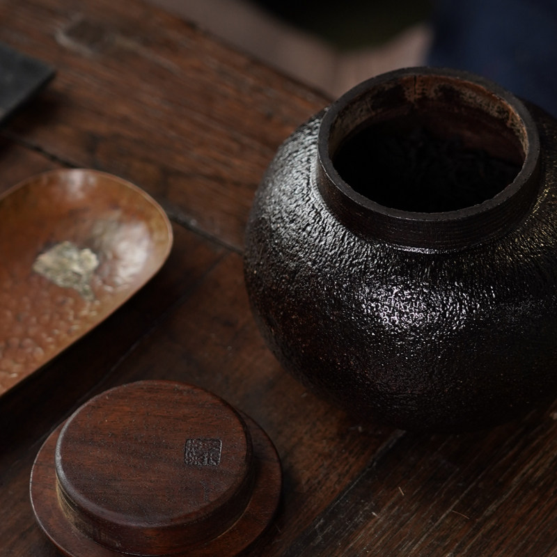 赋石泰国柚子茶叶罐非遗手工大漆茶入便携罐子放茶叶器皿侘寂茶道