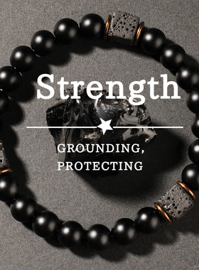 新款方形火山石手链男女同款黑色高级运动休闲搭配串珠手串