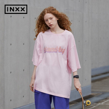 【INXX】Standby 潮牌短袖宽松T恤粉色字母印花圆领上衣男女同款