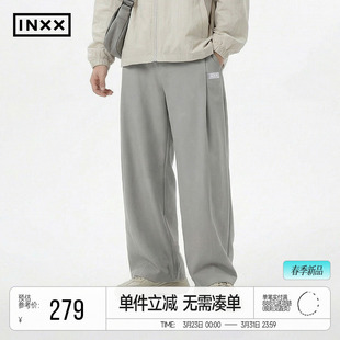 宽松垂感显瘦长裤 INXX时尚 潮牌西裤 男女同款 休闲半松紧腰直筒裤