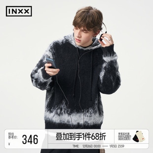 连帽毛衫 INXX明星同款 男女同款 街头风渐变针织衫 宽松毛衣 美式
