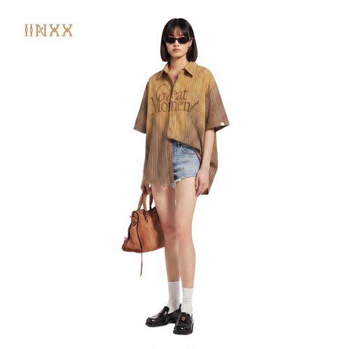 INXX宽松条纹渐变印花中性T恤