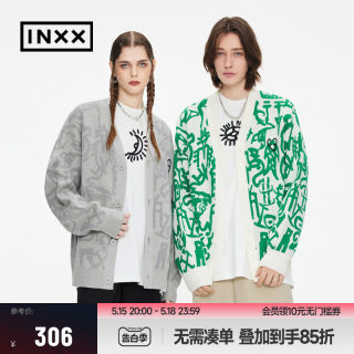 【INXX】ALLPICK 明星同款复古宽松针织衫男甲骨文毛衣开衫情侣款