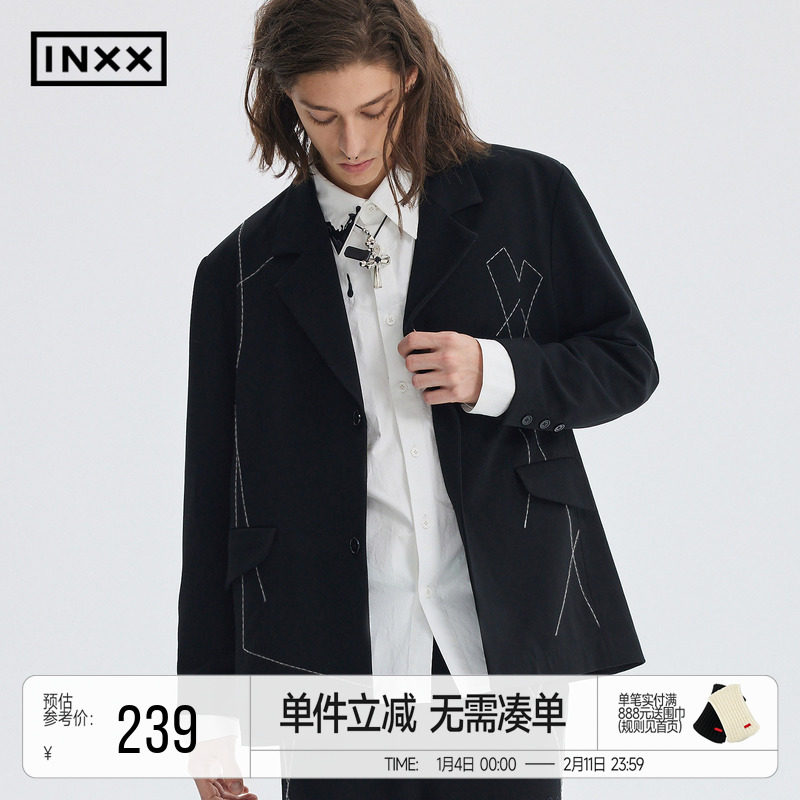 INXXAPYD 学院风西装外套男女同款复古廓形带垫肩西服上衣,男装,西服,淘宝优惠券,粉丝福利购,淘宝优惠卷