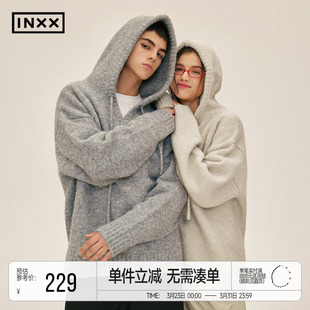 套头男女生oversize连帽衫 INXXStandby明星同款 慵懒风毛衣针织衫